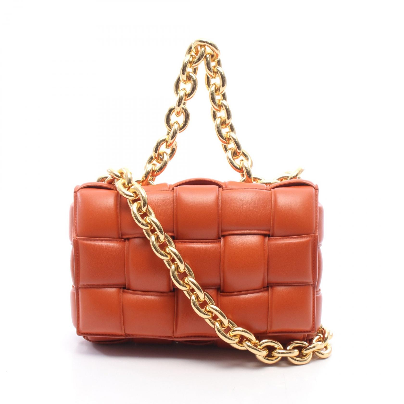 ボッテガヴェネタ BOTTEGA VENETA ザ チェーン カセット ショルダーバッグ バッグ レザー レディース オレンジ系 631421 【中古】