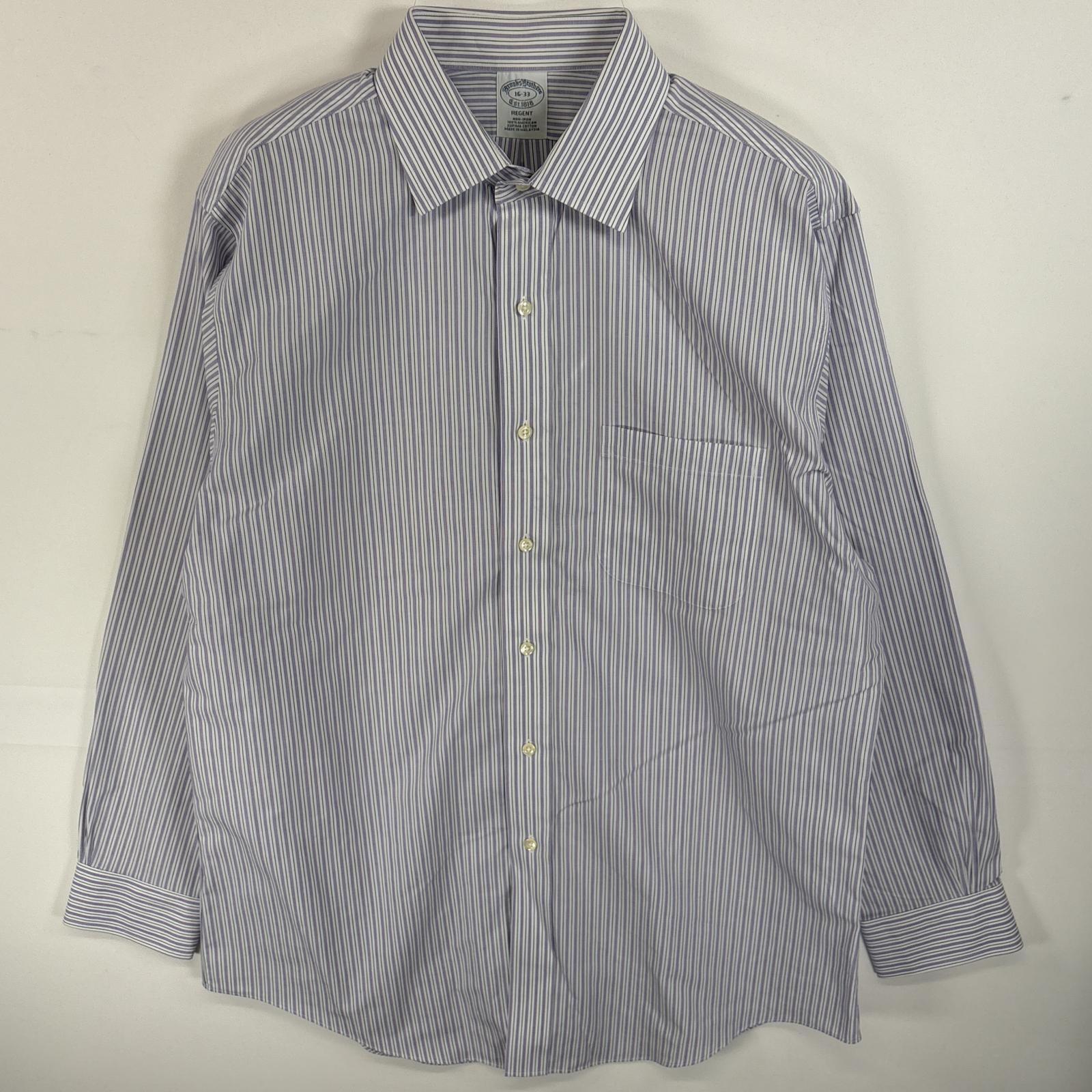 古着 ブルックスブラザーズ Brooks Brothers 長袖シャツ REGENT 胸ポケ NON-IRON 16 L パープル系 ストライプ メンズ