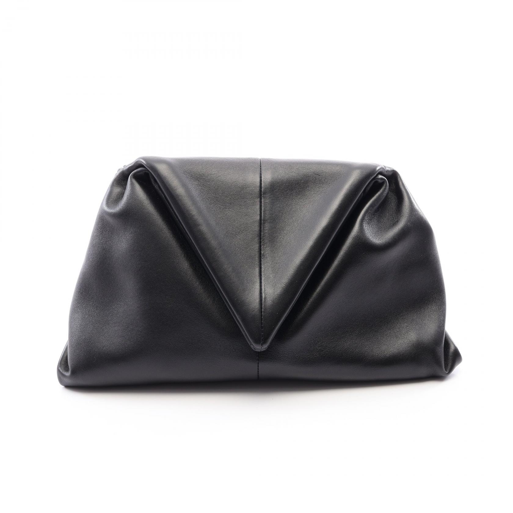 ボッテガヴェネタ BOTTEGA VENETA トライアングルフラップ セカンドバッグ クラッチバッグ バッグ レザー レディース ブラック系 【中古】