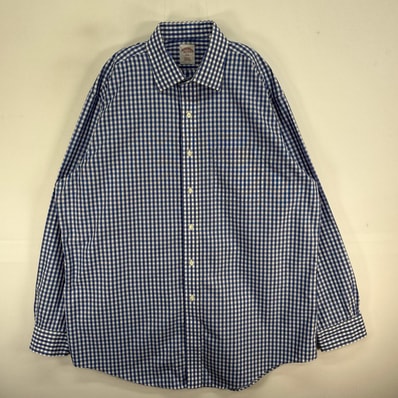古着 ブルックスブラザーズ Brooks Brothers 長袖シャツ カラーステイ 346 L ブルー系 チェック メンズ