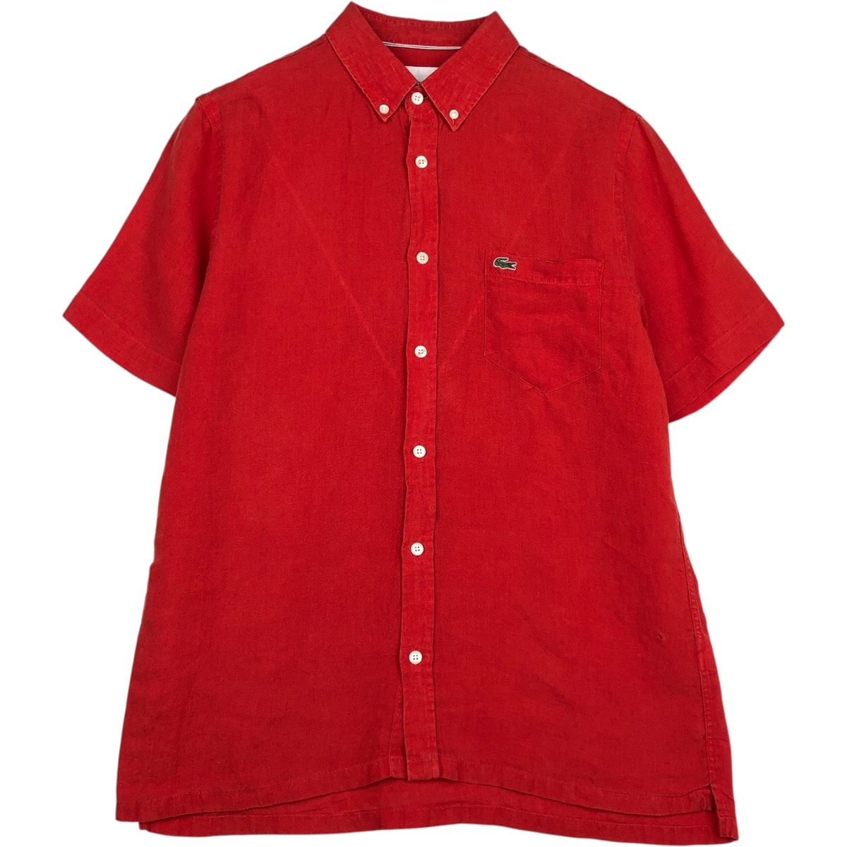 古着 ラコステ LACOSTE REGULAR FIT 半袖 リネン ボタンダウンシャツ ボックスシャツ メンズM相当/eaa641492