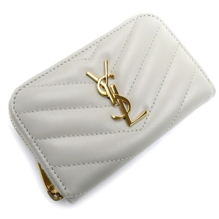SAINT LAURENT サンローラン カサンドラ マトラッセ コインケース アイボリー 753788 レディース【中古】【美品】