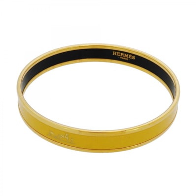 【6jdb0129-k】エルメス バングル エマイユPM GPメッキ 七宝焼き ゴールド イエロー【中古】レディース