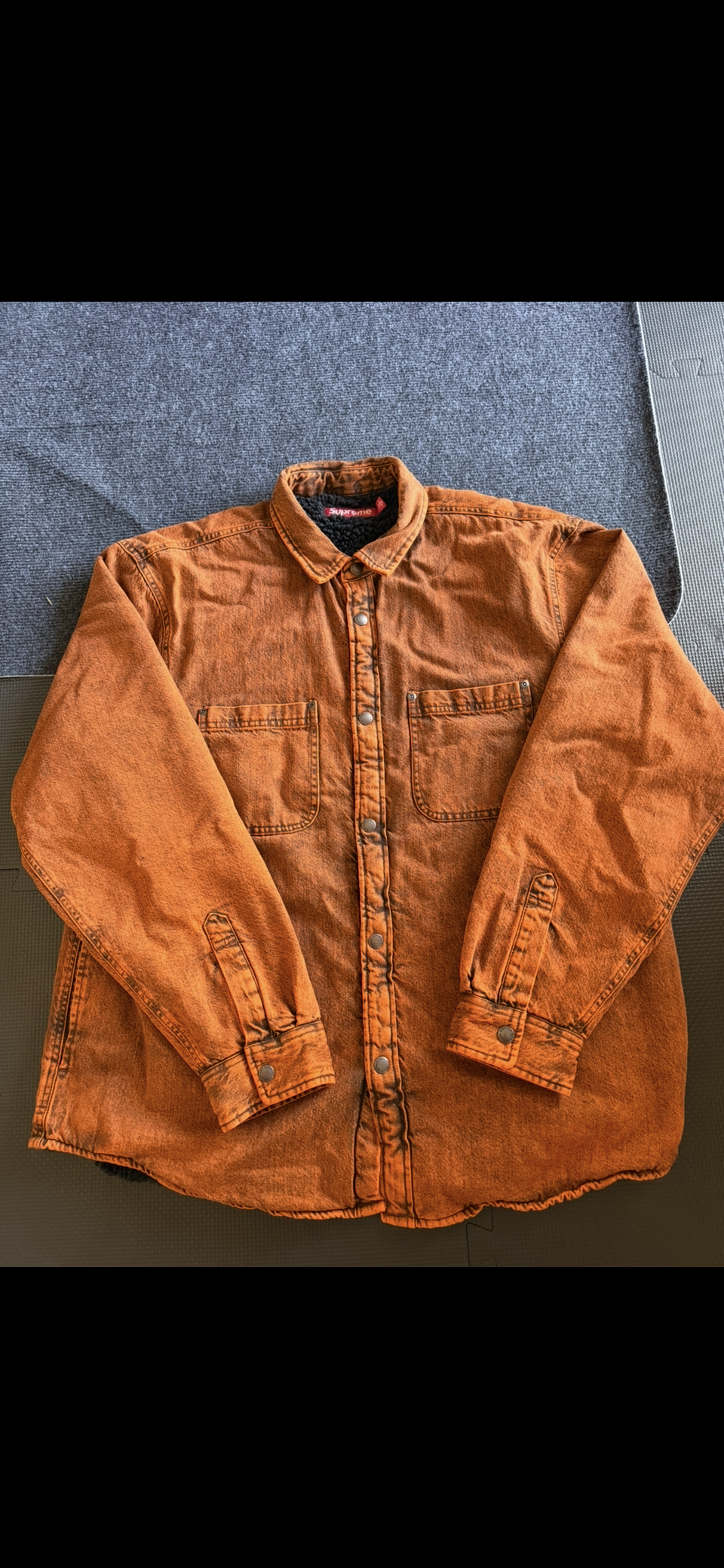 25FW プリントジップシャツ Supreme Shearling Lined Denim Work Shirt 