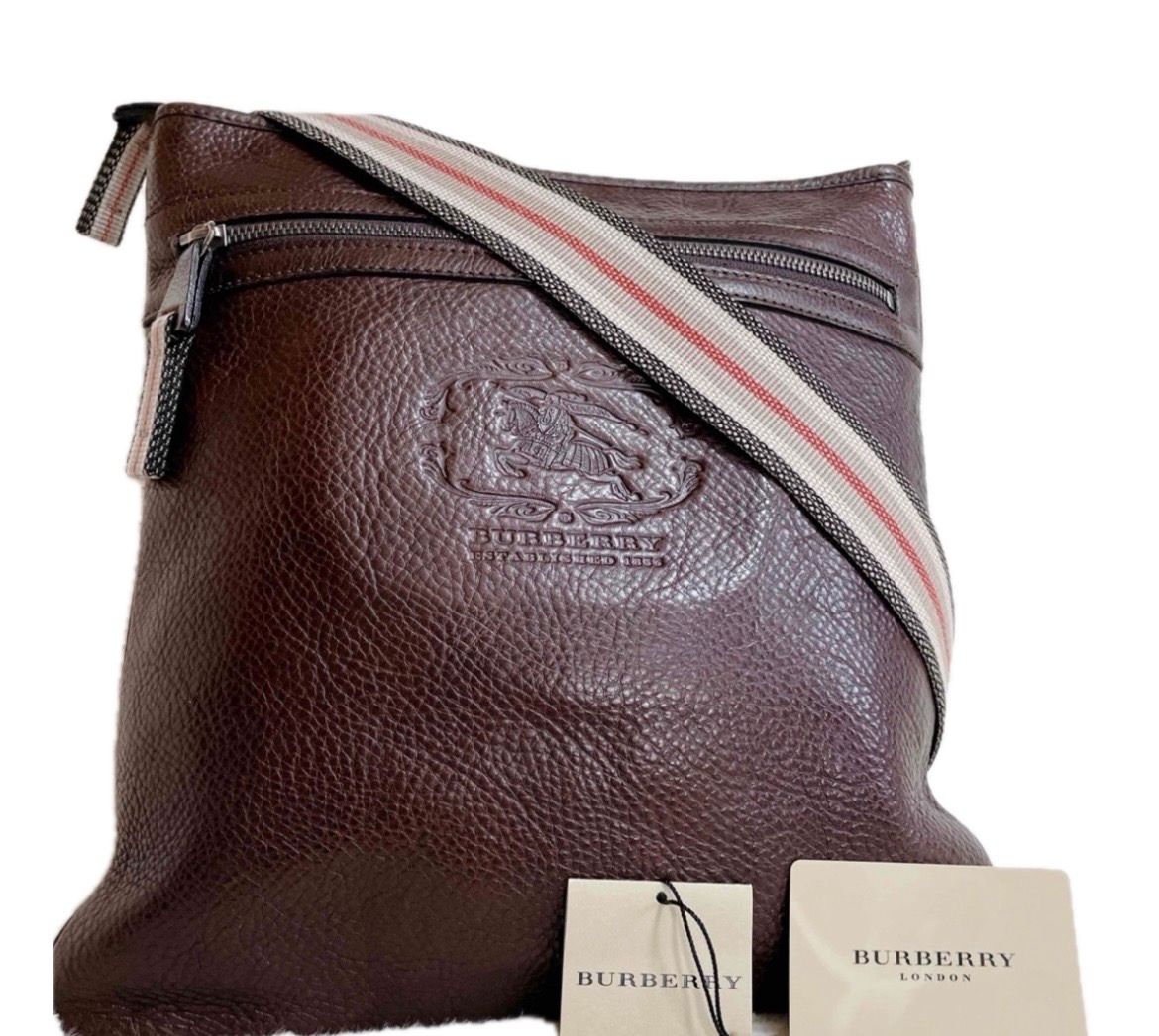 希少 BURBERRY ホースロゴ 型押し オールレザー ショルダーバッグ