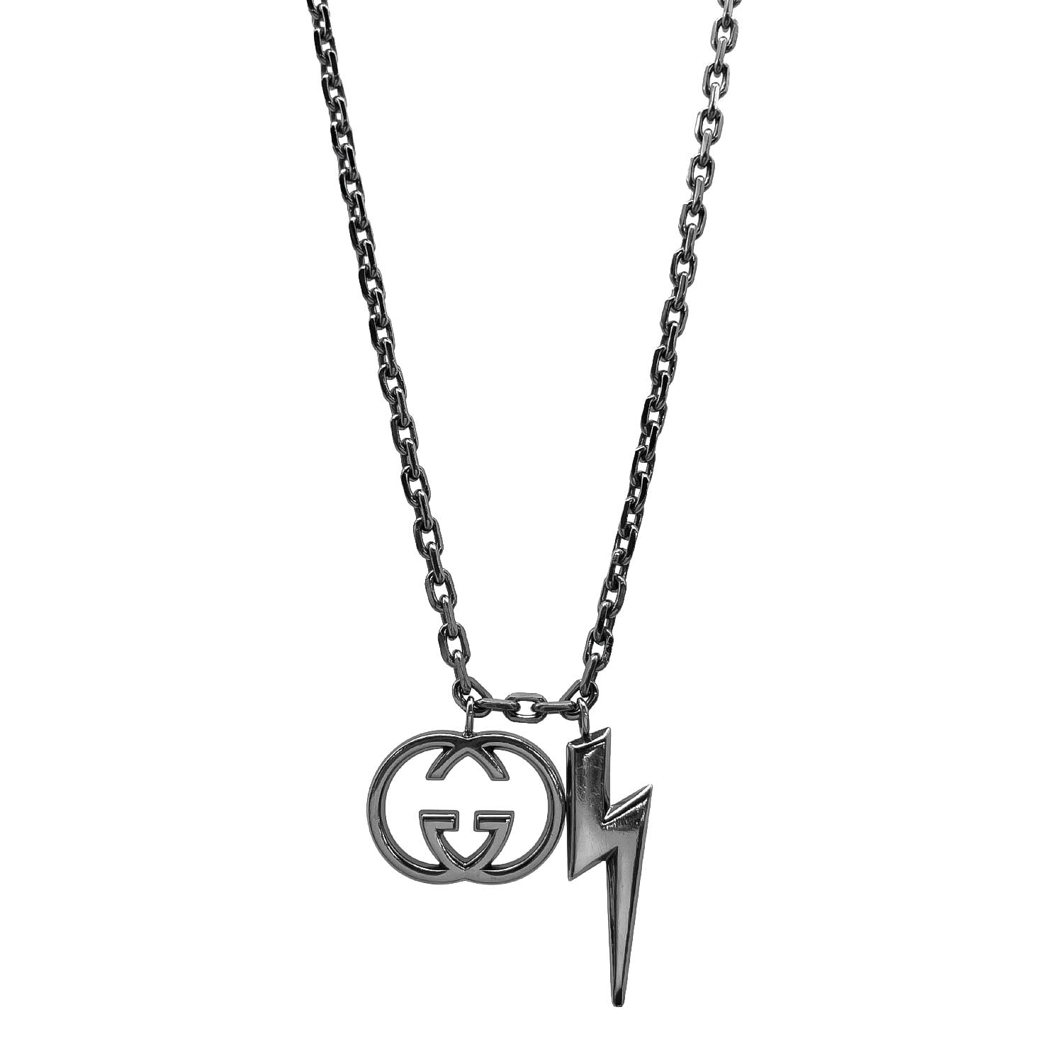 GUCCI グッチ インターロッキング GG ロゴ ネックレス
 ライトニング 稲妻 SV925 シルバー ユニセックス
 【中古】
