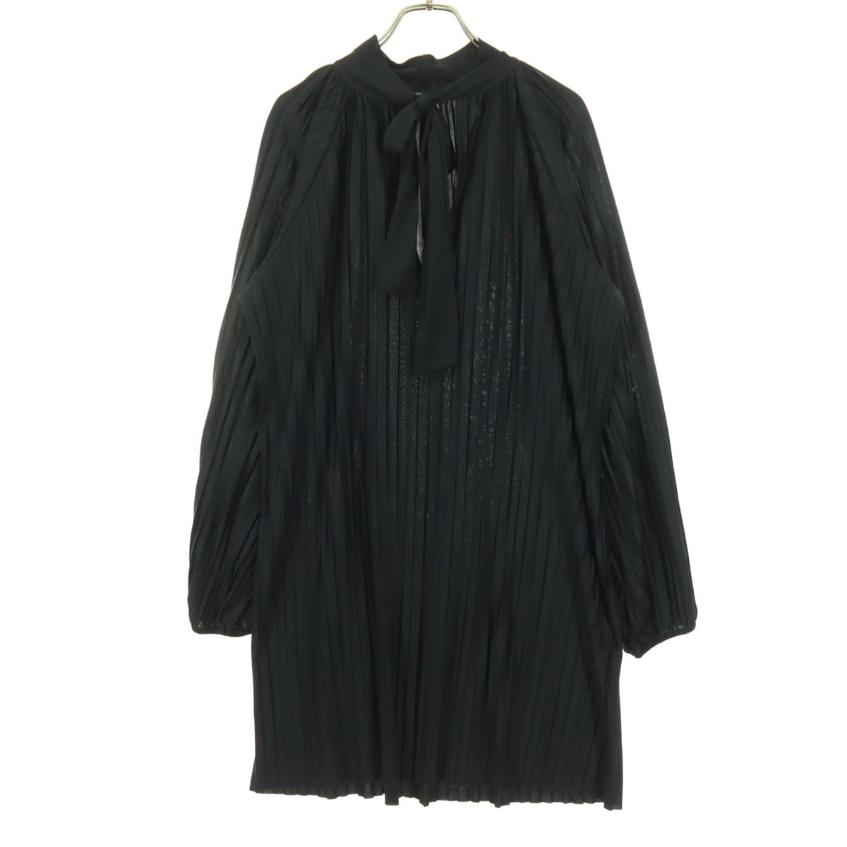 ZARA ザラ 長袖 Vネック ミニワンピース S ブラック リボン