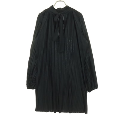 ZARA ザラ 長袖 Vネック ミニワンピース S ブラック リボン