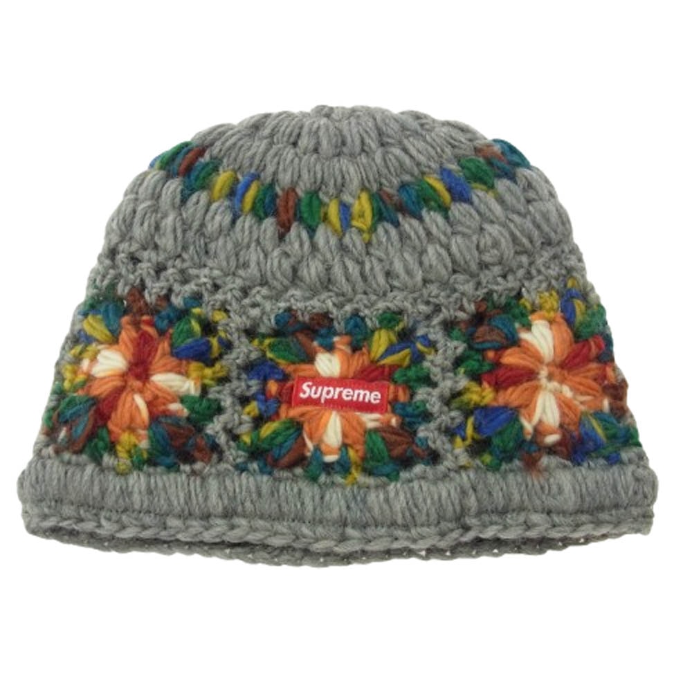 Supreme シュプリーム ニットキャップ 25SS Crochet Beanie かぎ針編み クロシェ ビーニー ニット帽 グレー系【美品】【中古】