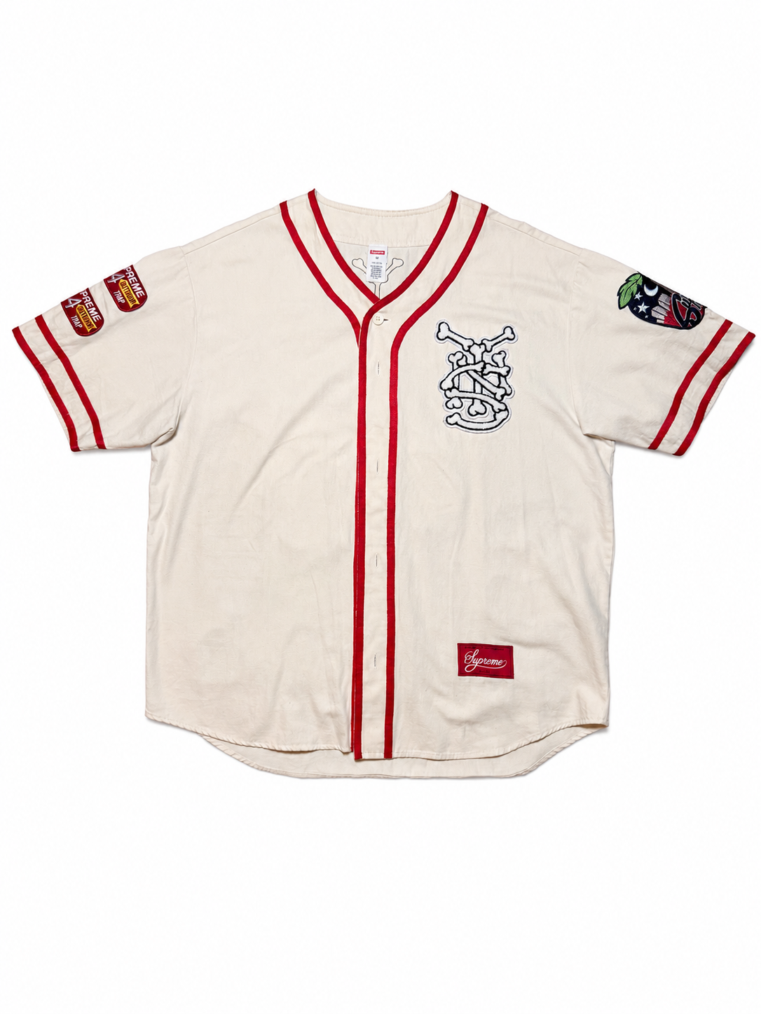 Supreme Patches Denim Baseball Jersey "Natural"