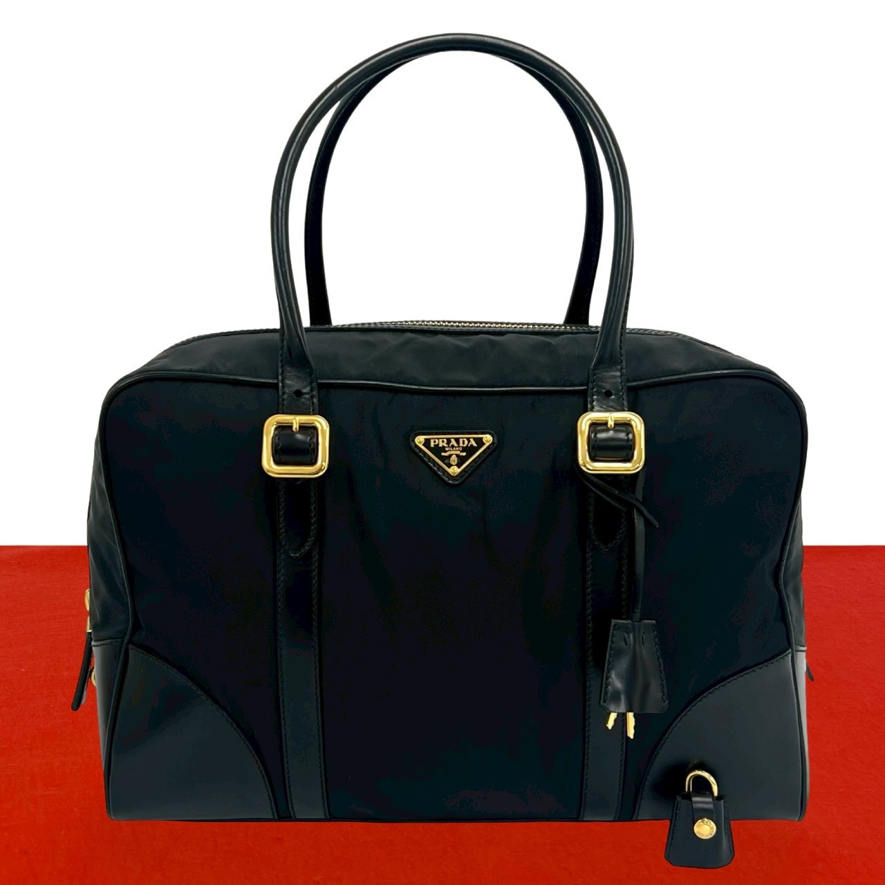 B (目立った傷や汚れなし)】PRADA プラダ 三角 ロゴ 金具 ナイロン