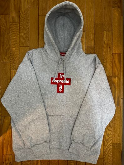 Supreme Cross Box Logo Hooded Sweatshirt "Grey"