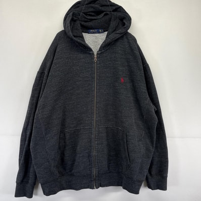 古着 ポロ・ラルフローレン POLO RALPH LAUREN スウェット フルジップ パーカー ワンポイントロゴ 大きいサイズ 2XB グレー系 メンズ