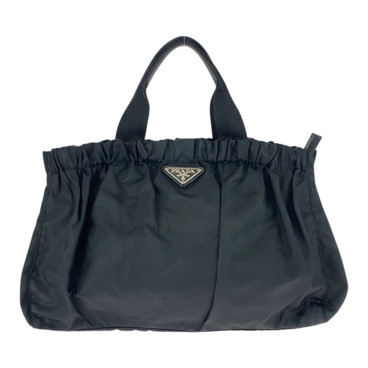 美品 PRADA プラダ テスート 三角ロゴプレート ブラック 黒 シルバー金具 ナイロン トートバッグ ハンドバッグ 506840 【中古】