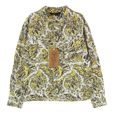 TENDERLOIN テンダーロイン T-PRINT FLANNEL SHT WOLF オープンカラー ウルフ柄 フランネル シャツ 長袖 イエロー系 XS【中古】