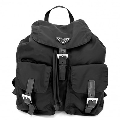 PRADA プラダ リュック トライアングルロゴ バックパック メンズ レディース ナイロン ブラック 黒 シルバー金具 ユニセックス【中古品】