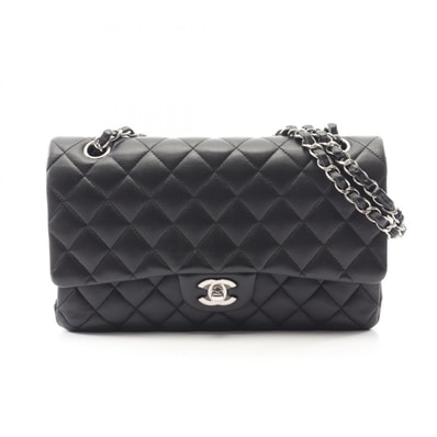 シャネル CHANEL マトラッセ Wフラップ ショルダーバッグ バッグ ラムスキン(羊革) レディース ブラック系 【中古】