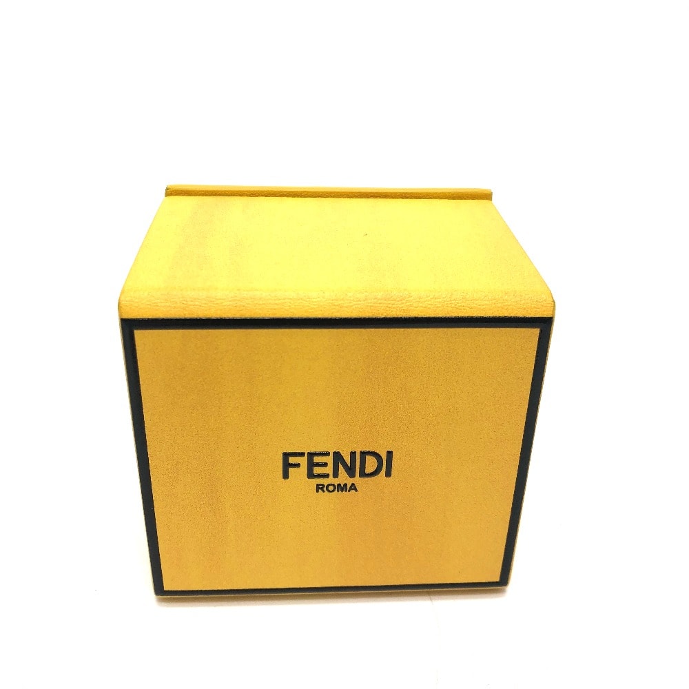 フェンディ FENDI ミニボックス 7AR894 ロゴ/小物 チャーム キーホルダー レザー イエロー 新品同様
