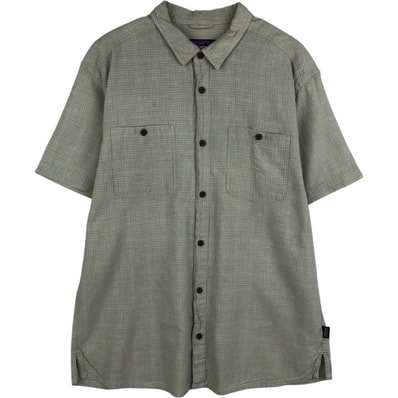 古着 パタゴニア Patagonia 53139SP23 チェック柄 半袖 ヘンプ×オーガニックコットンシャツ メンズXL相当/eaa625553