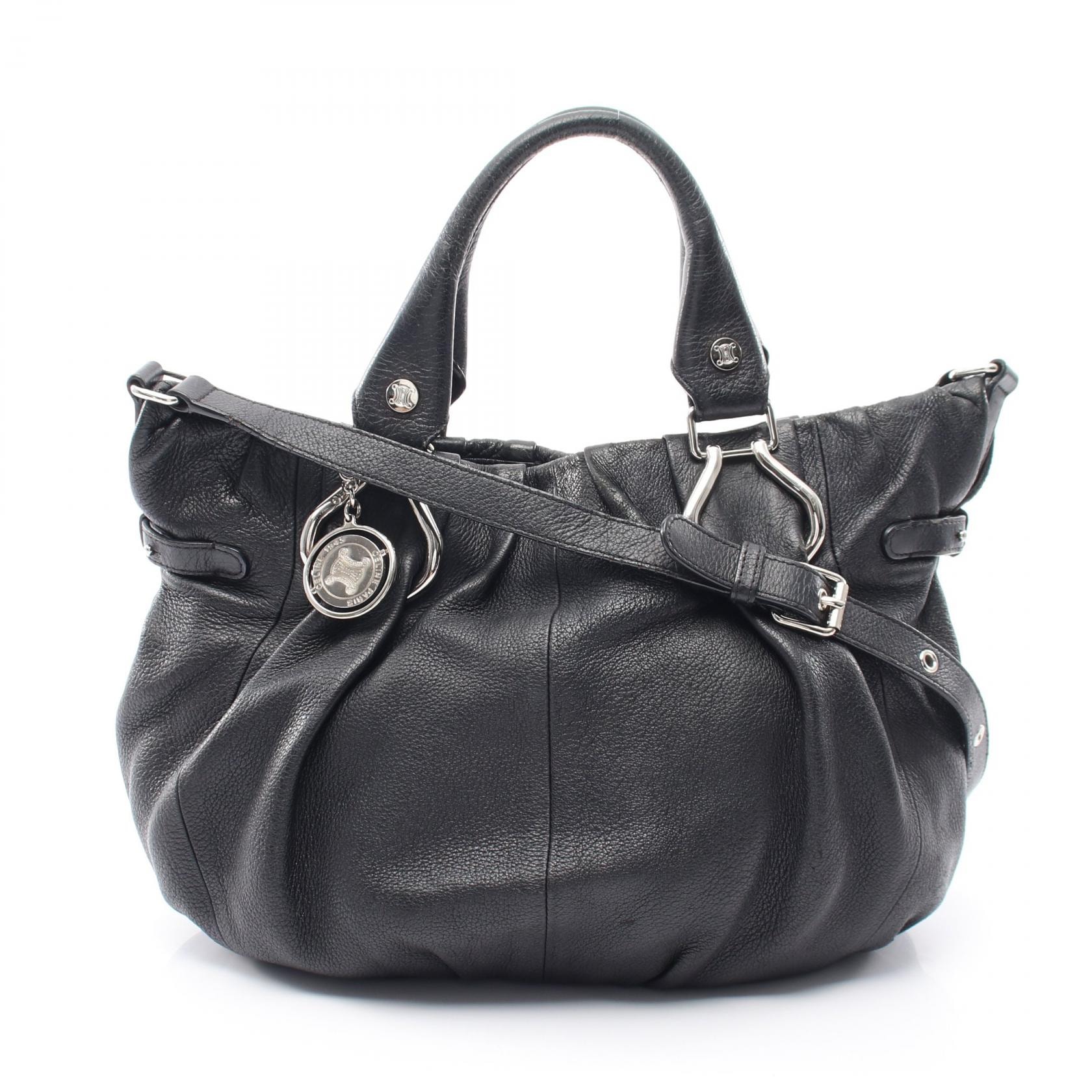 セリーヌ CELINE ピロー 2WAY ショルダーバッグ バッグ レザー レディース ブラック系 【中古】