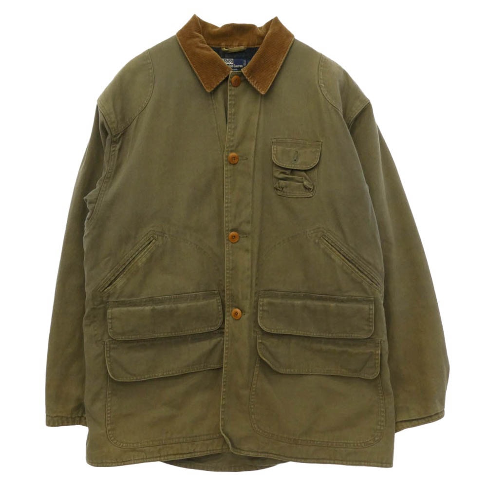 POLO RALPH LAUREN ポロ・ラルフローレン ハンティング ジャケット 裏地 ブランケット ダック地 カバーオール カーキ系 L【中古】
