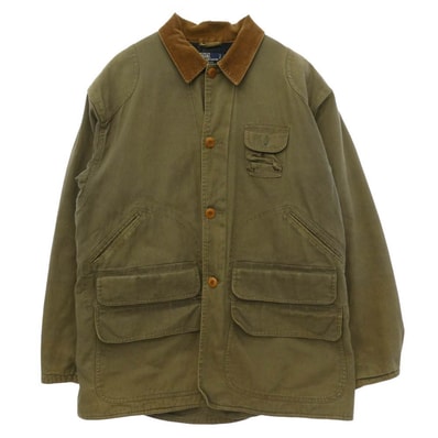 POLO RALPH LAUREN ポロ・ラルフローレン ハンティング ジャケット 裏地 ブランケット ダック地 カバーオール カーキ系 L【中古】