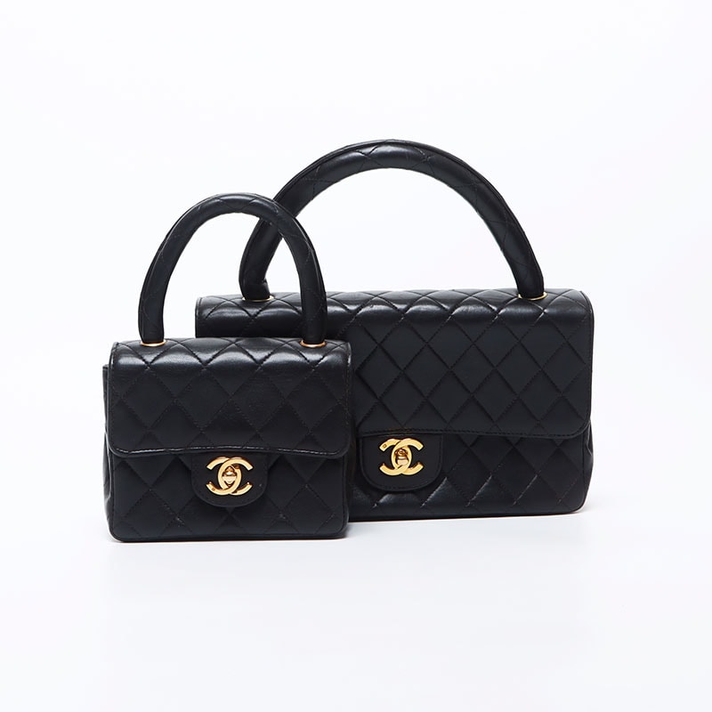 シャネル CHANEL 親子バッグ ラムスキン 1番台 ラムスキン ハンドバッグ【中古】