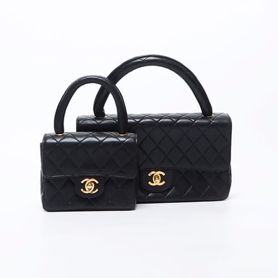 シャネル CHANEL 親子バッグ ラムスキン 1番台 ラムスキン ハンドバッグ【中古】