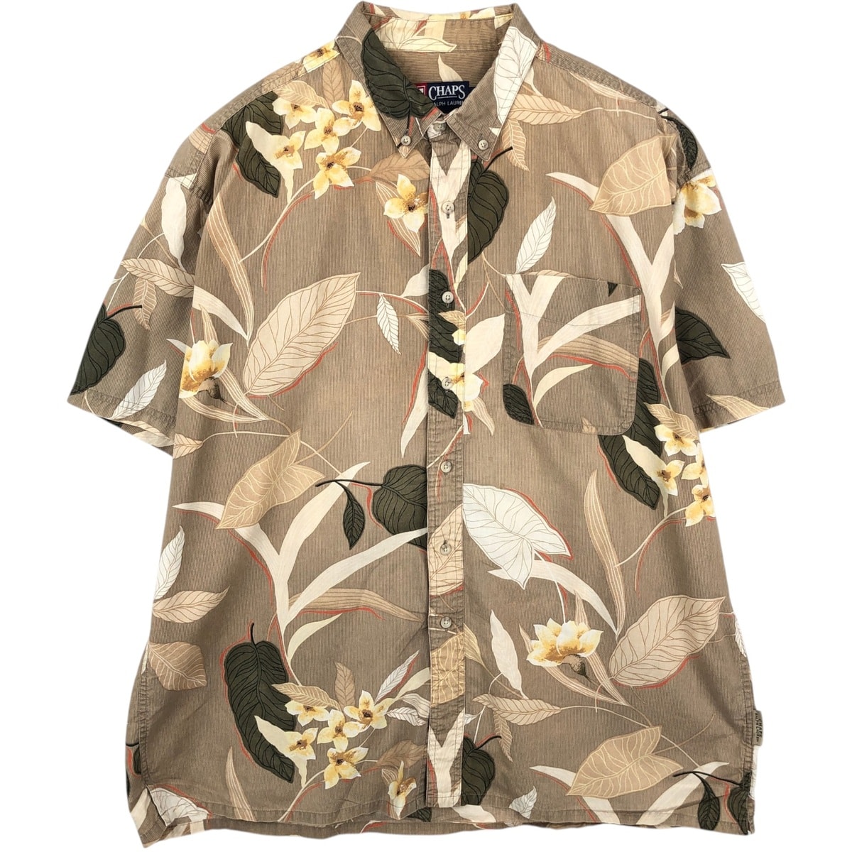 古着 ラルフローレン Ralph Lauren CHAPS チャップス 総柄 ボタニカル柄 ボタンダウン ハワイアンアロハシャツ ボックスシャツ メンズXL相当/eaa670545