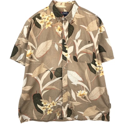 古着 ラルフローレン Ralph Lauren CHAPS チャップス 総柄 ボタニカル柄 ボタンダウン ハワイアンアロハシャツ ボックスシャツ メンズXL相当/eaa670545