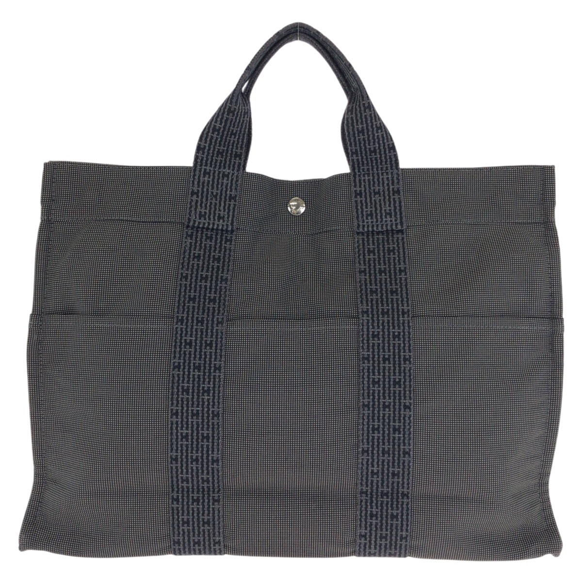 美品 HERMES エルメス エールライン MM グレー シルバー金具 ポリアミド ポリエステル/ トートバッグ ハンドバッグ 602068 【中古】