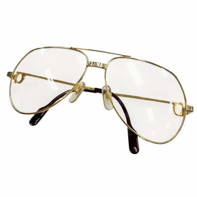 美品 カルティエ メガネ サントス ゴールド メンズ 59□14 130