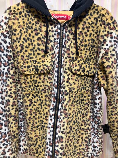 Supreme Fleece Zip Up Hooded Shirt "Brown Leopard"