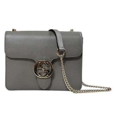 グッチ アウトレット品 インターロッキングG ショルダーバッグ レザー 510304 グレー レディース GUCCI 中古