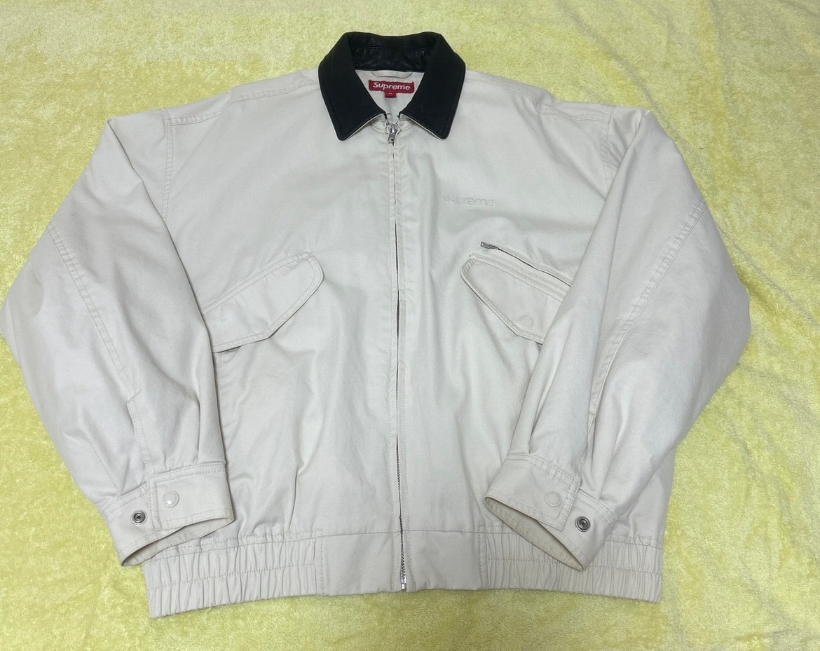 Supreme Leather Collar Utility Jacket "Stone"