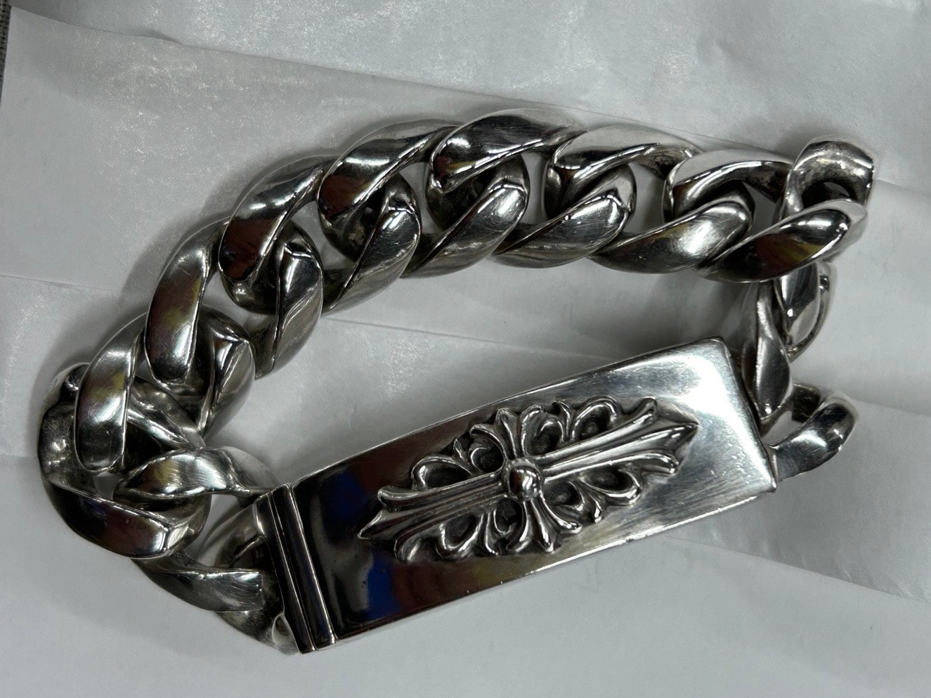 Chrome Hearts ID Floral Cross Bracelet "Silver"