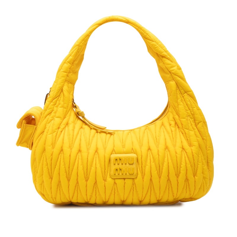 miumiu バッグ　ハンドバッグ　黄色　可愛い　レディース　イエロー C (やや傷や汚れあり)】ミュウミュウ マテラッセ ミュウ ワンダー