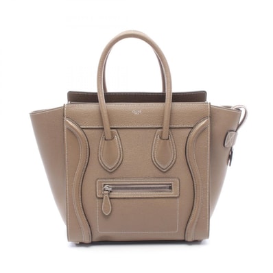 セリーヌ CELINE ラゲージ マイクロ ショッパー ハンドバッグ バッグ レザー レディース グレー系 189793 【中古】