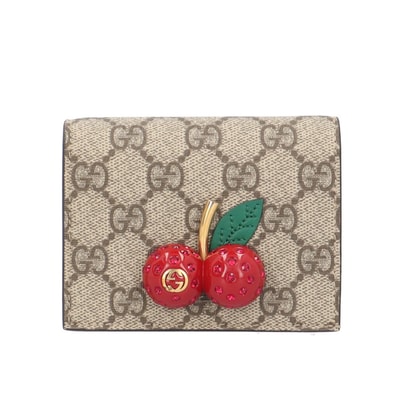 グッチ チェリー GGスプリーム 二つ折り財布 GGスプリームキャンバス 476050 レディース GUCCI 中古