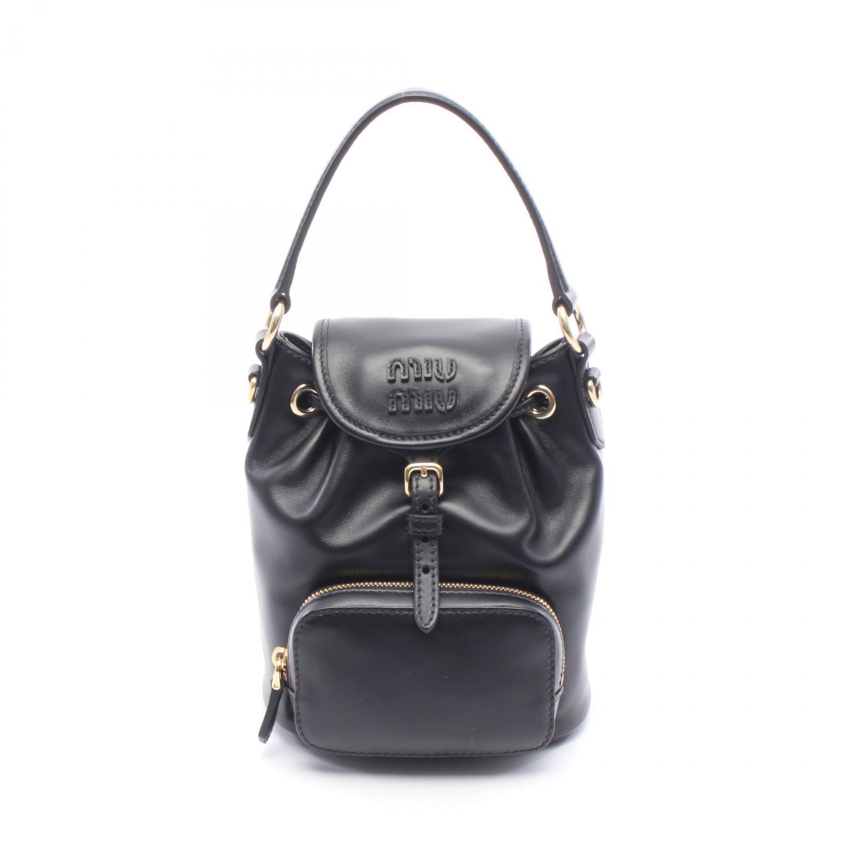 ミュウ ミュウ Miu Miu ミニ リュックサック バックパック バッグ レザー レディース ブラック系 5BZ0452CRWF0002 【新品】