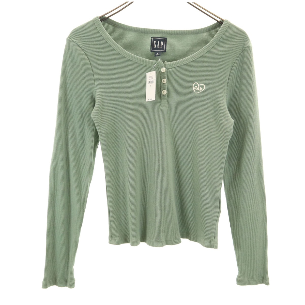 未使用 GAP ギャップ 長袖 カットソー S グリーン系
