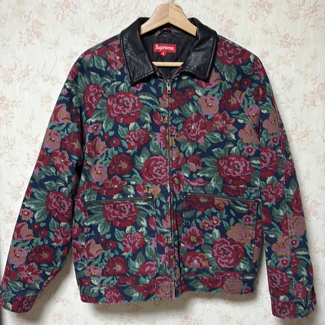 Supreme Leather Collar Work Jacket "Digi Floral"