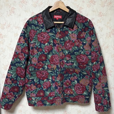 Supreme Leather Collar Work Jacket "Digi Floral"