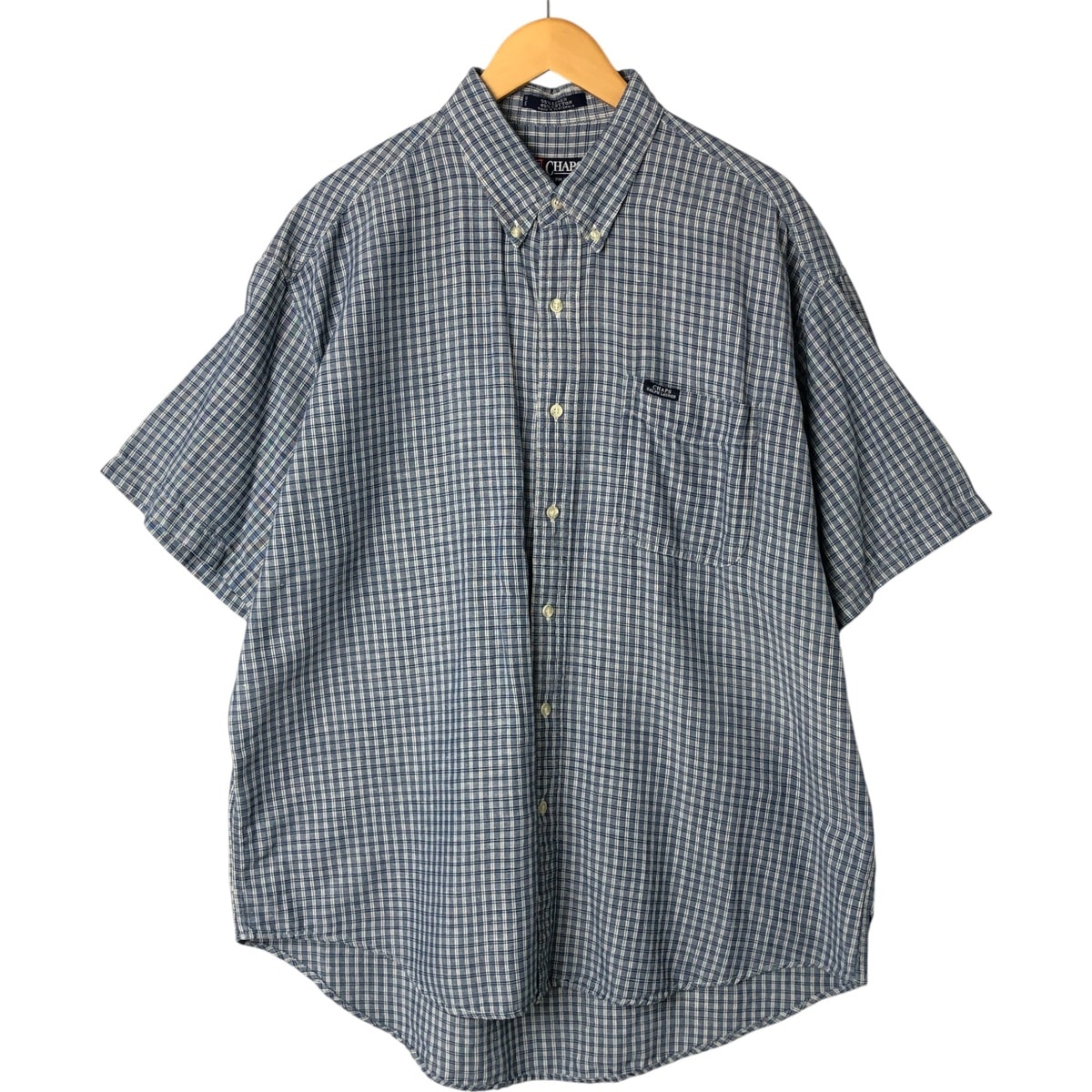 古着 90年代 ラルフローレン Ralph Lauren CHAPS チャップス チェック柄 半袖 リネン×コットン ボタンダウンシャツ メンズXL相当 ヴィンテージ/eaa541904