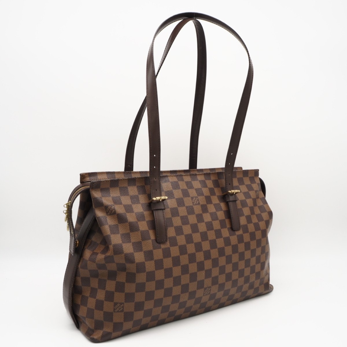 LOUIS VUITTON ルイ・ヴィトン ダミエ チェルシー N51119 ハンドバッグ ブラウン コーティングキャンバス レザー レディース