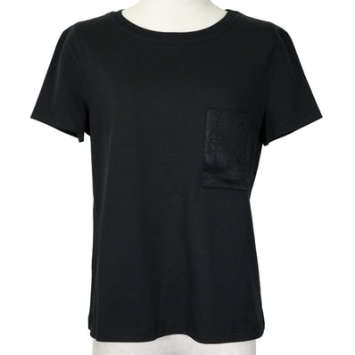 2022年春夏 HERMES エルメス 半袖Tシャツ CLIQUTIS クリケティス 刺しゅう入り ポケット 黒 (ブラック) コットン100% #36 2E4611DUA 新品未使用