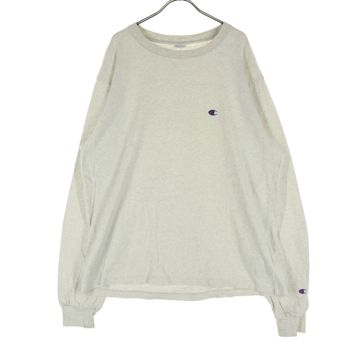 美品 Champion チャンピオン ワンポイントロゴ 長袖 スウェット L アイボリー