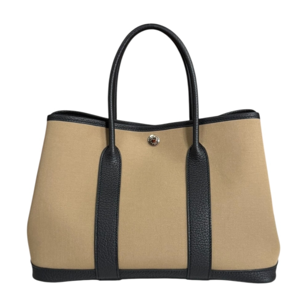 エルメス ガーデンパーティ ヴェルソ TPM ハンドバッグ トワルオフィシエ ベージュ レディース HERMES 中古
