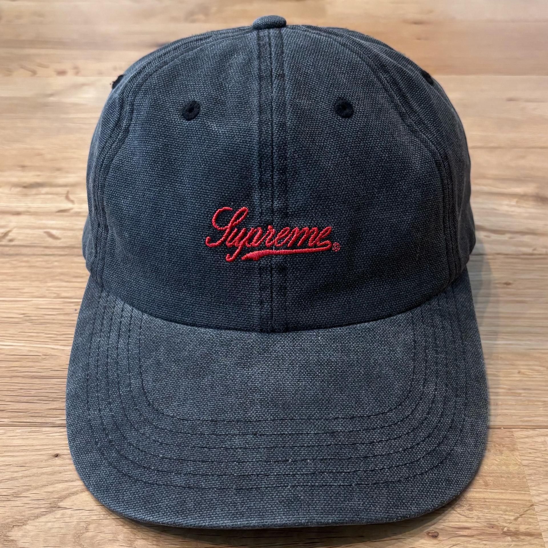 Supreme Script Logo 6-Panel ブラック スクリプト ロゴ 黒 シュプリーム キャップ
