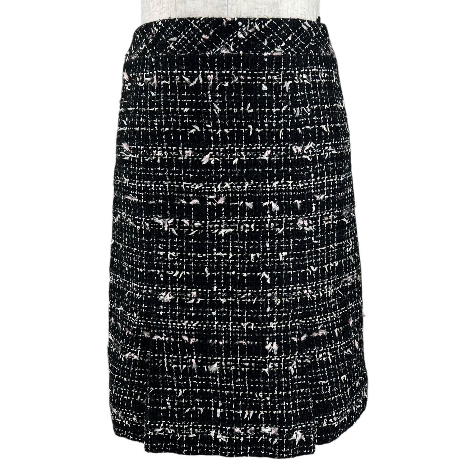 極美品 シャネル ツイードスカート ブラック 34 05C P24940